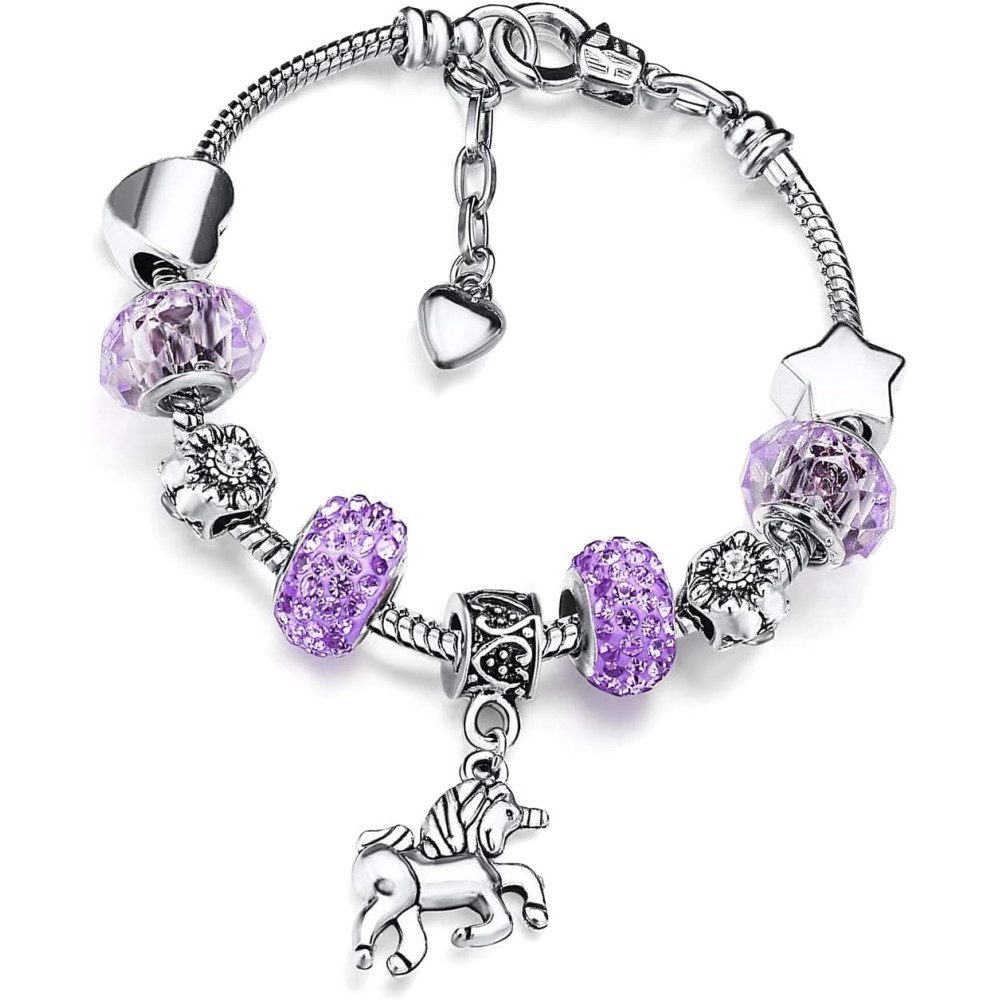 Braccialetti per Bambini con Unicorno, Braccialetto in Cristallo Scintillante Rosa per Ragazze Bracciale per Compleanno Bambina