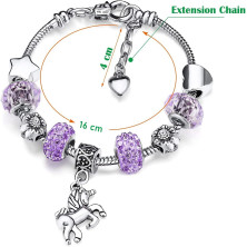 Braccialetti per Bambini con Unicorno, Braccialetto in Cristallo Scintillante Rosa per Ragazze Bracciale per Compleanno Bambina