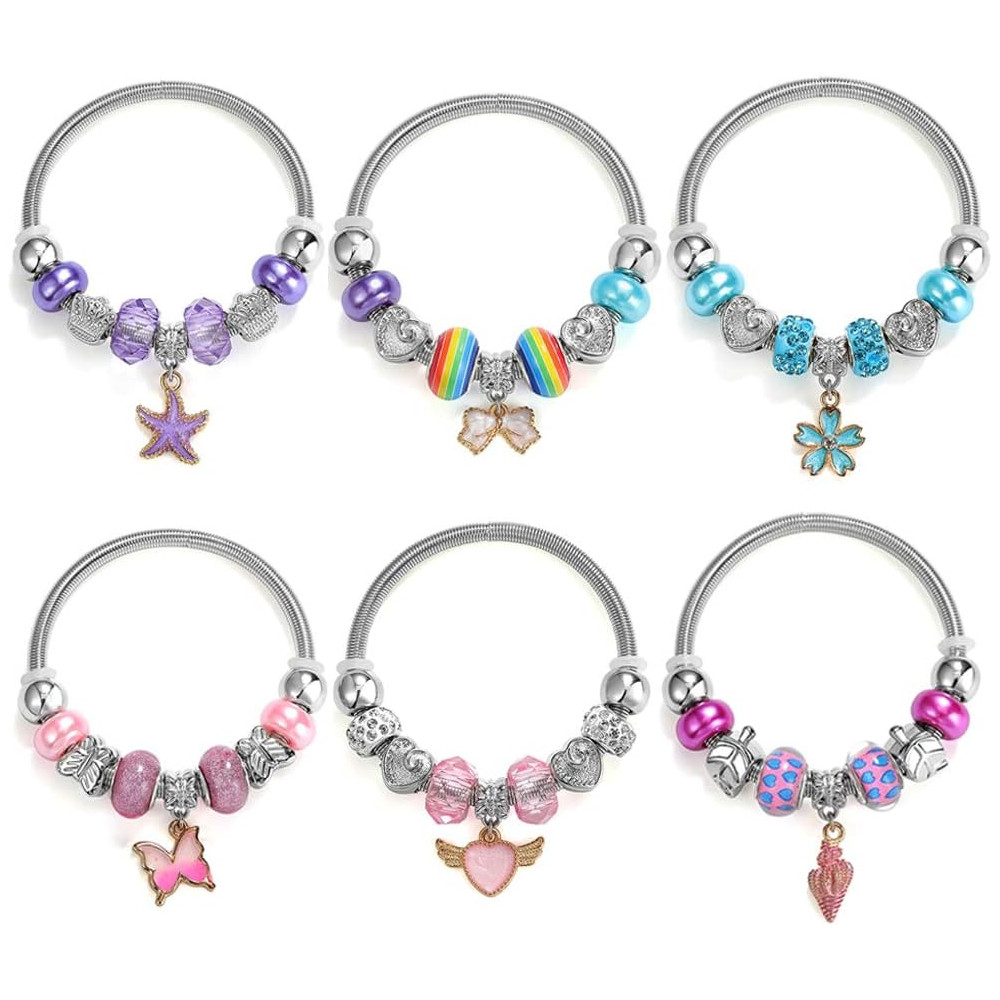 powerking Braccialetto per Bambini, 6 Set Braccialetti di Gioielli per Bambine Pandora Set per Dress Up Fingi per Giocare a