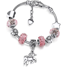 Braccialetti per Bambini con Unicorno,Braccialetto in Cristallo Scintillante Rosa per Ragazze Bracciale per Compleanno Bambina