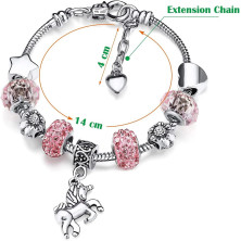 Braccialetti per Bambini con Unicorno,Braccialetto in Cristallo Scintillante Rosa per Ragazze Bracciale per Compleanno Bambina