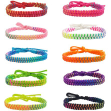 10 Pezzi Braccialetti Amicizia Multicolore Intrecciato Bracciali in Stile Boemia in Tessuto Regolabile