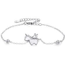 Bracciale unicorno in argento 925 per donna,braccialetti regolabili zirconi,bracciali amicizia,braccialetto portafortuna regali