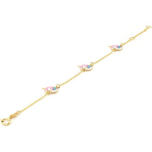 DCB Bracciale bambina unicorni smaltato - oro giallo 9k (375) - Scatola Regalo - Certificato di garanzia