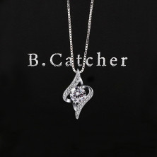 B.Catcher donne collana in argento con pendente in zircone,Argento,Oro rosa