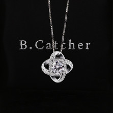 B.Catcher Collana con pendenti gemelli in zircone cubico ed argento 925