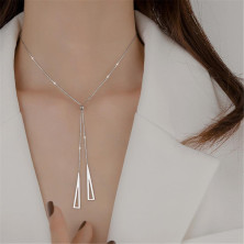 Collana Triangolo Geometrico di Lusso in Argento Sterling 925 per Gioielli da Donna con Ciondolo Lungo Regolabile Collana a