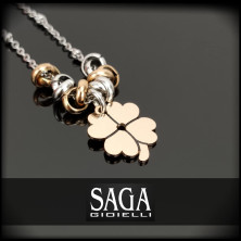 SAGA GIOIELLI® COLLANA DONNA QUADRIFOGLIO PORTAFORTUNA ACCIAIO