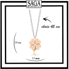 SAGA GIOIELLI® Collana Donna Quadrifoglio Portafortuna Acciaio Rosè