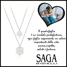 SAGA GIOIELLI® COLLANA DONNA QUADRIFOGLIO ACCIAIO PORTAFORTUNA