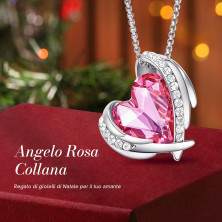 CDE Collana Donna Collana Cuore in Oro Rosa Gioielli Donna, Festa Della Mamma Lei Moglie Fidanzata Regalo Donna Compleanno