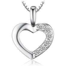 JewelryPalace 0.06ct Cubic Zirconia Amore Cuore Ciondolo Collana Pendente 925 Argento Sterling Catena 43cm