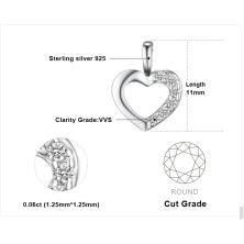 JewelryPalace 0.06ct Cubic Zirconia Amore Cuore Ciondolo Collana Pendente 925 Argento Sterling Catena 43cm