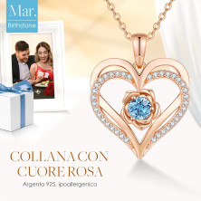 CDE Collana Donna Argento 925 Collana in Cuore, Pietra di nascita Rosé Fiore Collana in Oro, Rosa Gioielli Donna Regalo