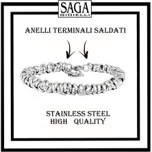 SAGA GIOIELLI® BRACCIALE DONNA INTRECCIATO NODINI ACCIAIO DIVERSI COLORI