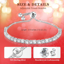 Regalo Donna Natale, Bracciale Donna Argento 925 con 5A Sparkle Zircone Bracciale Tennis Bracciali Argento Bracciali Donna