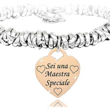 SAGA GIOIELLI® BRACCIALE NODINI INTRECCIATO DONNA FRASI PENSIERI PAROLE EMOZIONALE INCISIONE CUORE