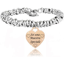 SAGA GIOIELLI® BRACCIALE NODINI INTRECCIATO DONNA FRASI PENSIERI PAROLE EMOZIONALE INCISIONE CUORE