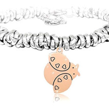 SAGA GIOIELLI® BRACCIALE NODINI INTRECCIATO DONNA FRASI PENSIERI PAROLE EMOZIONALE INCISIONE CUORE