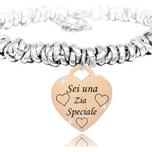 SAGA GIOIELLI® BRACCIALE NODINI INTRECCIATO DONNA FRASI PENSIERI PAROLE EMOZIONALE INCISIONE CUORE