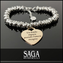 SAGA GIOIELLI® BRACCIALE NODINI INTRECCIATO DONNA FRASI PENSIERI PAROLE EMOZIONALE INCISIONE CUORE