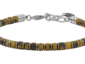 10:10 Bracciale Uomo Pietre Naturali Occhio Di Tigre Rondelle 4 mm