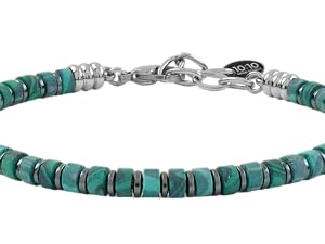 10:10 Bracciale Uomo Pietre Naturali Malachite Rondelle 4 mm