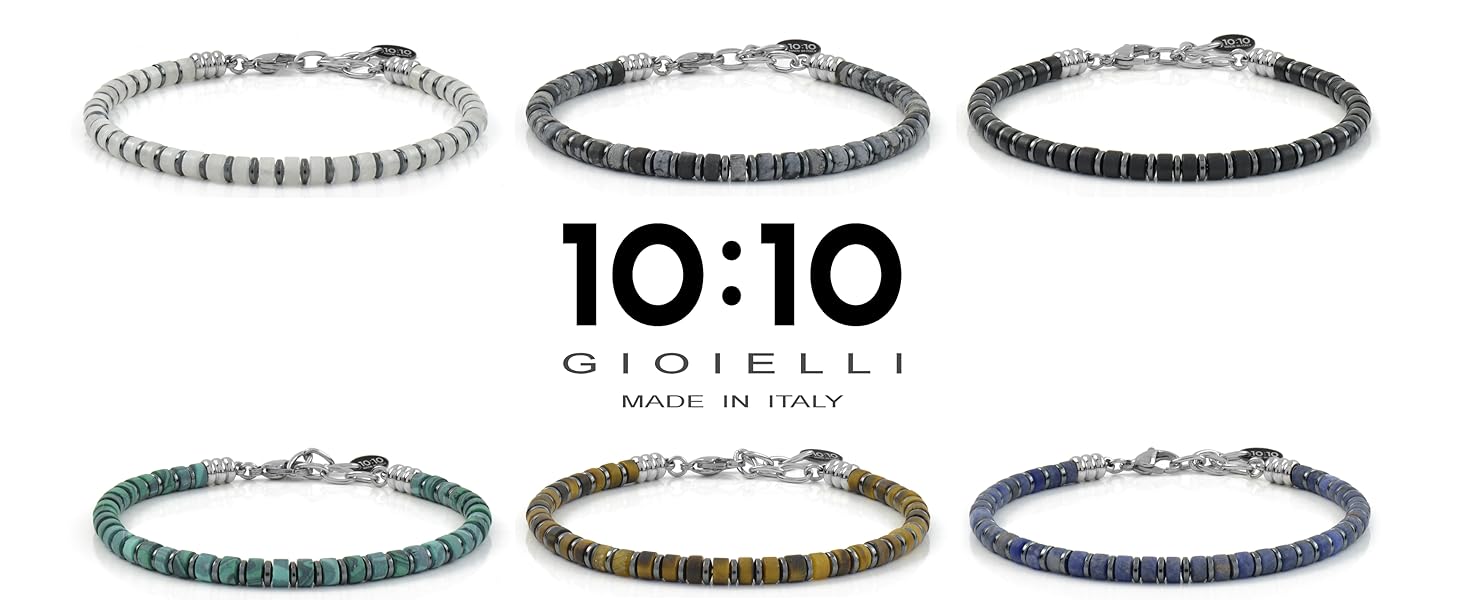 10:10 Bracciale Uomo Pietre Naturali Rondelle 4 mm