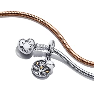 Pandora Bracelet charm stacker dangle pendant leather silver rose gold platinum plated rhodium