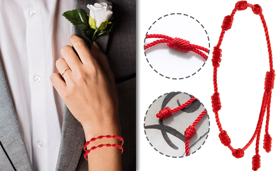 2 pezzi Bracciali Coppia Filo Rosso del Destino