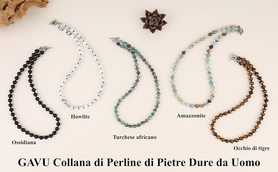 collana di perle di pietre naturali da uomo